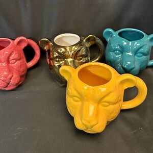 4 Leopard Jaguar Cheetah Sculptural Coffee Cup /Mug Luxury accent 20 Oz